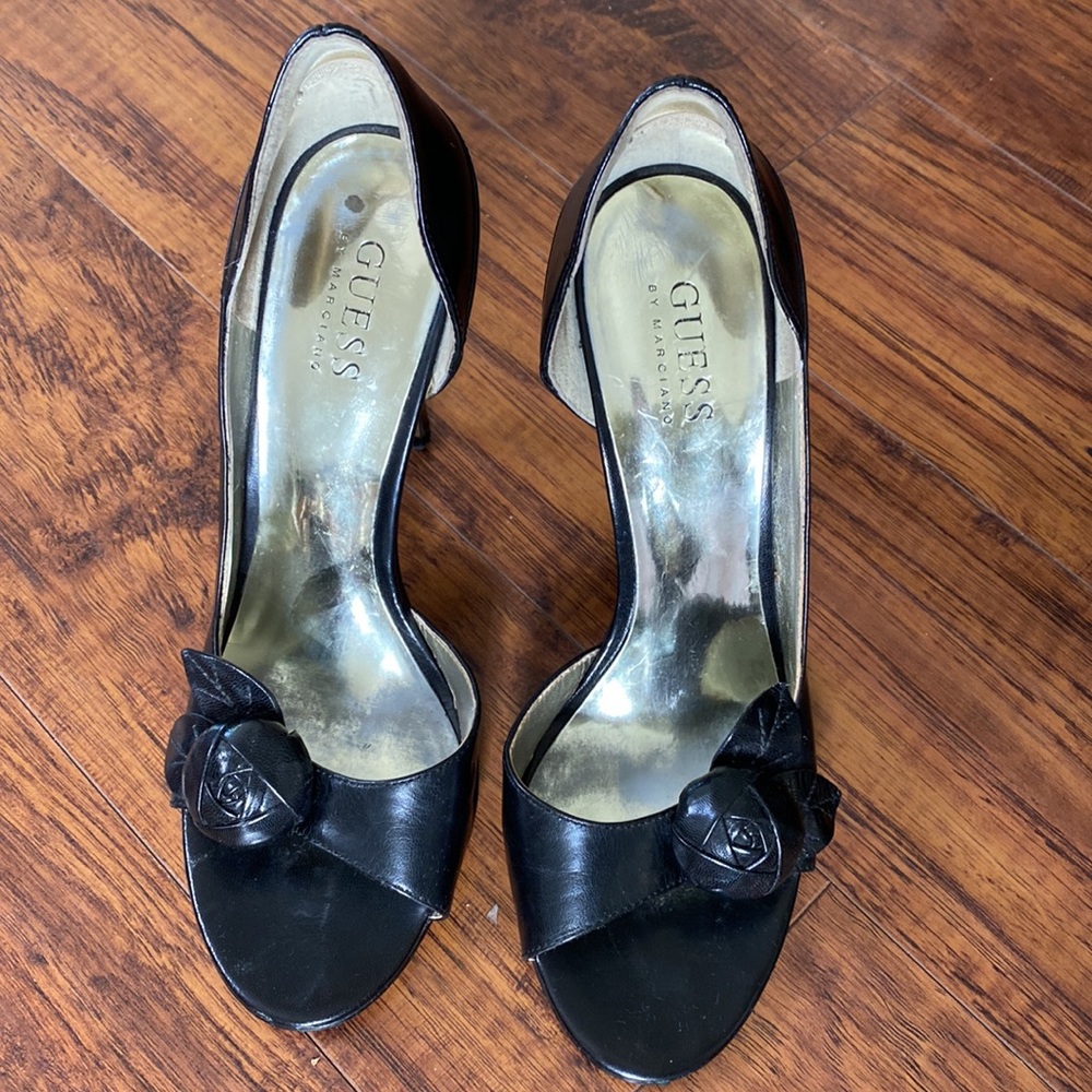 Black flower peep toe heel - Picture 2 of 3